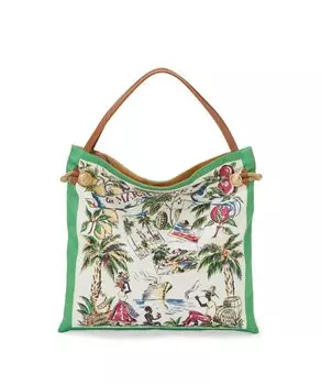 Archive Mild Satin Scarf Panel Pattern Tote Bag 2023 503062001723 Apple Green [Topkapi] Women s