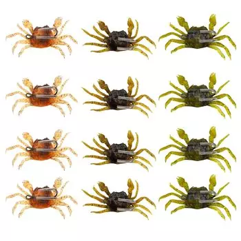 Archnote Crab Octopus Fishing Octopus Soft Lures for Octopus and Black Set of 12 Worms, Lures, Baits, Porgy,