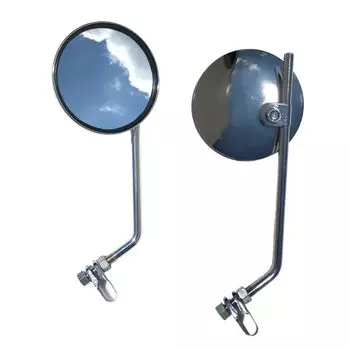 Archnote Мотоциклетный зажим Зеркало 4 дюйма Круглое общее назначение Harley Old Car Vintage Type Круглое левое и правое комплект хром серебристый 10 см