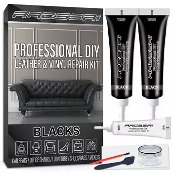 ARCSSAI Комплект для ремонта черной кожи для мебели, салонов автомобилей, сидений автомобилей, диванов, курток,
