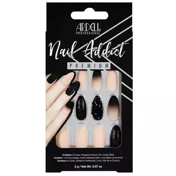 Ardell Nail Addict черные гвоздики и розовые накладные ногти с эффектом омбре