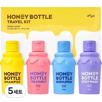 Are You Are You Honey Bottle Travel Kit Woody Musk Fragrance Hair Body Care, 5 Sets