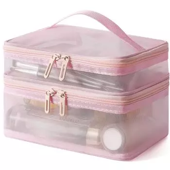 ARESACHI Косметичка для макияжа, большая вместимость, косметичка, косметичка, коробка, (розовый) розовый