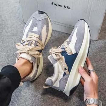 Argan Men s Shoes Autumn Breathable Mesh Trendy All-Match Sports Shoes Men s Height Increasing Leisure Daddy Ins Trendy Shoes 39
