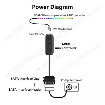 ARGB 5V 3PIN To SATA Interface Extension Cable Light Controller RGB Sync Controller Cable for PC Fan Light Strip белый