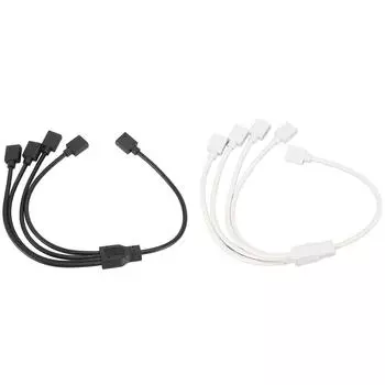 ARGB-разветвитель 1 на 4 гнездо на гнездо 5 В 3-контактный RGB-разветвитель удлинительный кабель для корпуса компьютера Black