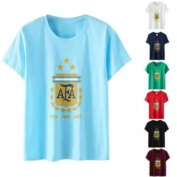 Аргентина 1978 1986 2022 Футболка с трехкратными чемпионами Футболка с открытыми плечами и короткими рукавами с принтом L тёмно-синий