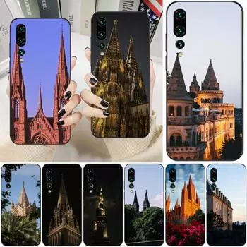 Архитектурный пейзаж чехол для телефона Huawei P50 P40 P30 Pro Lite P Smart 2021 2019 Magic 3 мягкий черный чехол для телефона Huawei P50