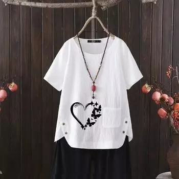 Архитектурный силуэт: Льняная туника с V-образным вырезом и геометрической складкой S белый