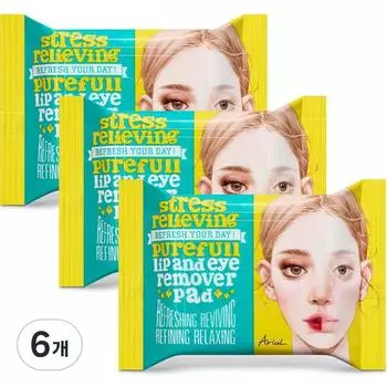 Arial Stress Relieving Lip & Eye Remover Pads 30p, 55g, 6 pieces