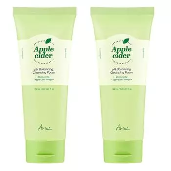 Arial Vegan Apple Cider pH Slightly Acidic Balancing Cleansing Foam, 150ml, 2 pieces