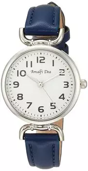 [Arias] Аналоговые часы Amalfidia с водонепроницаемым кожаным ремешком, белый циферблат, WW20022A-131, женские, синие