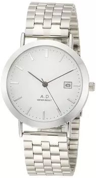 Аналоговые Amalfidia Водонепроницаемые Дата Металлический Браслет Белый Циферблат Серебристый [Arias] WW19037A-111 Мужские белый