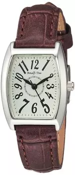 [Arias] Аналоговые часы Amalfidia с водонепроницаемым кожаным ремешком, белый циферблат, WW20029A-178, женские, коричневые