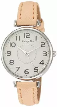 [Arias] Аналоговые часы Amalfidia с водонепроницаемым кожаным ремешком и белым циферблатом WW20023A-138 для женщин бежевого цвета
