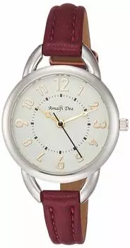 [Arias] Аналоговые часы Amalfidia с водонепроницаемым кожаным ремешком, белый циферблат, WW20024A-151, женские, красные