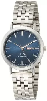 [Arias] Аналоговые часы Amalfidia, водонепроницаемые, с указанием дня недели и даты, металлический браслет, темно-синий циферблат, женские, серебристые, WW19040A-124