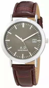 [Arias] Аналоговые мужские часы с кожаным ремешком и датой, серые, A48M04 коричневый
