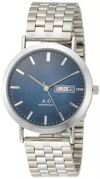 [Arias] Аналоговые водонепроницаемые часы Amalfidia с днем недели и датой, металлический браслет, темно-синий циферблат, мужские серебристые часы WW19039A-120