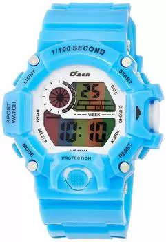 [Arias] Цифровые часы Dash Watch Водонепроницаемые многофункциональные с подсветкой и уретановым ремешком, белый циферблат, спортивные часы Dash Sports ADWW18091-05, женские, синие
