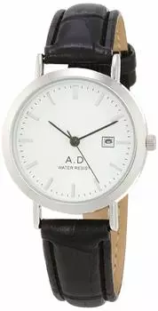 [Arias] Women s Analog Leather Band Date White A48L01