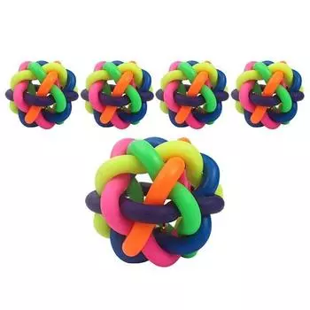 Arico Pet Supplies Шарики с радужными колокольчиками, разноцветные, упаковка из 5 шт.