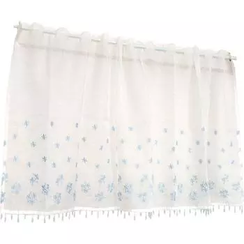 Arie Cafe 125cm Wide x 45cm Liz Curtain, Blue, Long, Beaded, синий