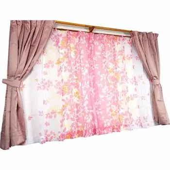 Arie Curtain Set Drapes and 2 Voile Lace 100cm Wide x 135cm 725988 Bonita, Pink, 4-Panel (2 Panels), Washable, Light-Blocking, Long, розовый