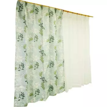 Arie Modern Leaf Lace and Drape Set of 100 x 200 Green Curtains, 4, cm, зелёный