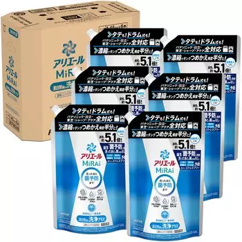 Ariel MiRAi Laundry Detergent Concentrated Bleach Grade Cleaning Refill x 6 Bags Type Plus Approx. 5.1x/1.45kg [Large Capacity] [Case Product]