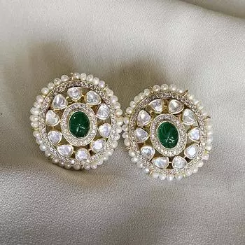 Arisha Silver Позолоченное кольцо из стерлингового серебра 925 пробы, украшения ручной работы из кундан с муассанитом и кубическим цирконием для женщин, индийские украшения FS золотой