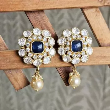 Arisha Silver Позолоченное кольцо из стерлингового серебра 925 пробы, украшения ручной работы из кундан с муассанитом, жемчугом и кубическим цирконием для женщин, индийские украшения FS золотой