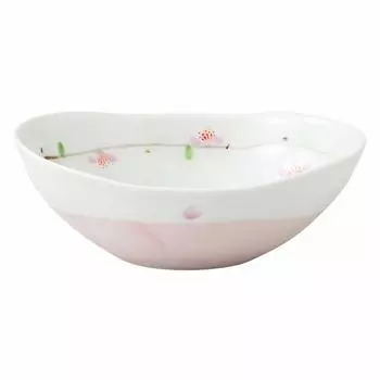 Арита Ичимине овальная мелкая 15 x 13 Сакура погода 397370 посуда, печь, чаша, прибл.. см, белый