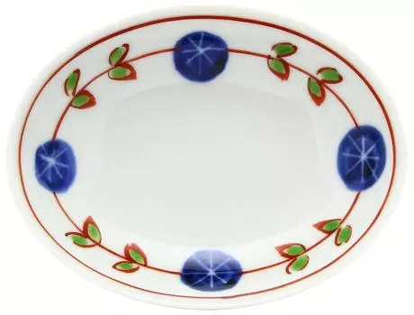 Arita Koyo small Nishikimaru monrin tsunagi ware, kiln, oval, plate,