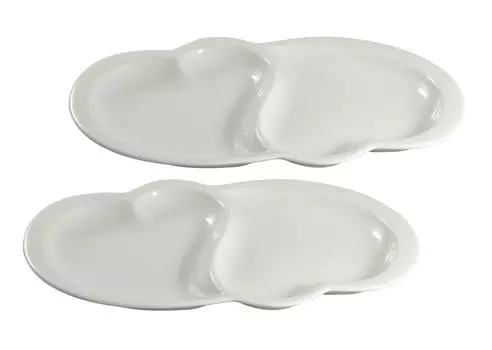 Arita Ware Heart Divider Plate Set of 2 White ID-60-01-1