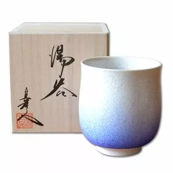 Деревянная шкатулка для горячей воды Arita, которая отлично подойдет в качестве чашки для воды Baba Maemon Hasami, изготовленной в Саге, большого размера, подарочная, капли цвета индиго, для обжига в печи, белый