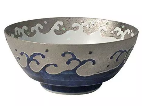 Arita Ware Kinemon Pottery Ultimate Ramen Platinum Raging Wave Diameter 18 x Height 8cm Ramen Bowl Bowl Pottery Made in Japan R0189 The Bowl approx.