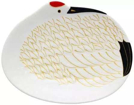 Arita Ware Koraku Kiln Plate Блюдо Сервировочная тарелка Специальная тарелка Снежная скатерть Золотое перо Диаметр 12 см Поздравительная утварь Поздравительная весенняя посуда белый