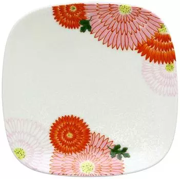 Arita ware Koraku kiln plate full of chrysanthemums 97730 белый