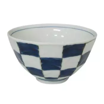 Arita Ware Soutagama Ichimatsu Миска для риса со скошенной кромкой, большая 301889 (синий)