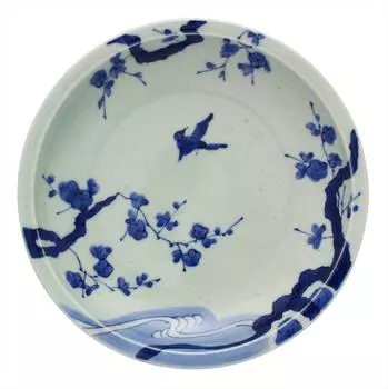 Arita Ware ZOA Prime Plate Dyed Plum Bird Pattern OZ001 7-inch