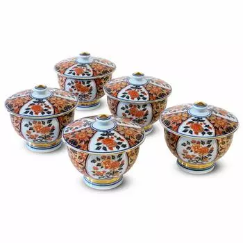Арита великолепная золотая лучшая старинная полная коллекция чайных чашек, парча, Имари, (5 комплект)