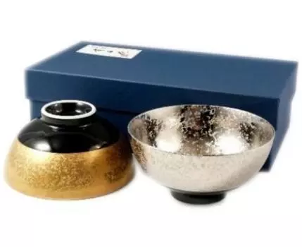 Arita Yagenji золото темно-черный платина темно-черный парная чаша 20623 посуда, обжиг, глазурь, глазурь, (пара чаш) чёрный