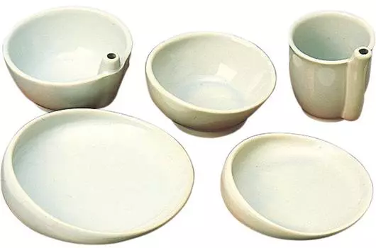 Arizuki Pottery Easy Tableware 5 Piece Set Tea Small Small Medium Silicone Processed Universal Dining Utensils (Rice Bowl, Cup, Bowl, Plate, Plate)