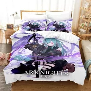 Arknights Bedding Set Single Twin Full Queen King Size Bed Set Aldult Boys Bedroom Duvetcover Sets 3D Print Game Anime Kawaii EU single(135x200cm)