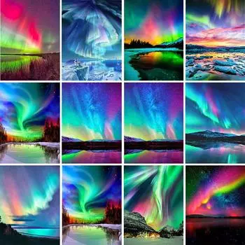 Арктика полярное ночное небо пейзаж 5D DIY алмазная живопись картина полная алмазная вышивка подарок мозаика со стразами набор для вышивки крестом Full Round 20x30CM