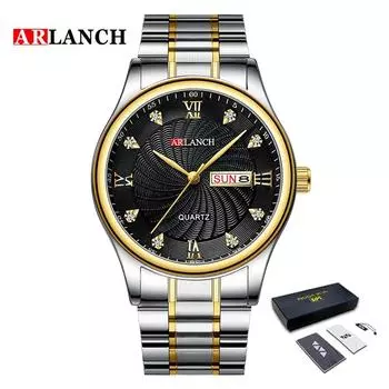 ARLANCH Роскошные брендовые мужские кварцевые часы с календарем для мужчин, деловые часы, военные водонепроницаемые часы Relogio Masculino