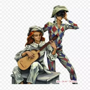 Арлекин Пьеро Клоун Утюг на термопереносной печати виниловые нашивки наклейки для одежды DIY аппликации моющиеся нашивки