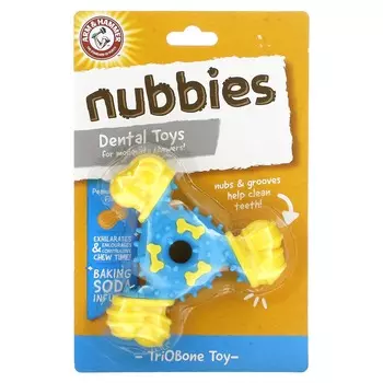 Arm & Hammer, Nuubbies, игрушка для чистки зубов, Triobone, арахисовое масло, 1 игрушка