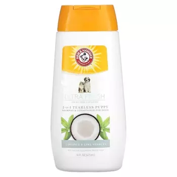Arm & Hammer, Ultra Fresh, шампунь и кондиционер для щенков 2 в 1 без слез, для собак, кокос и вербена лайма, 16 жидких унций (473 мл)